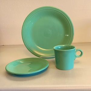 3 pc Fiestaware Dinnerware Fiesta Sea Mist Green